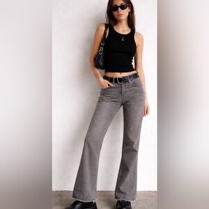 RISEN Sz 3 Raw Hem Cropped Flare Jeans Gray Minimalist 90’s Revival